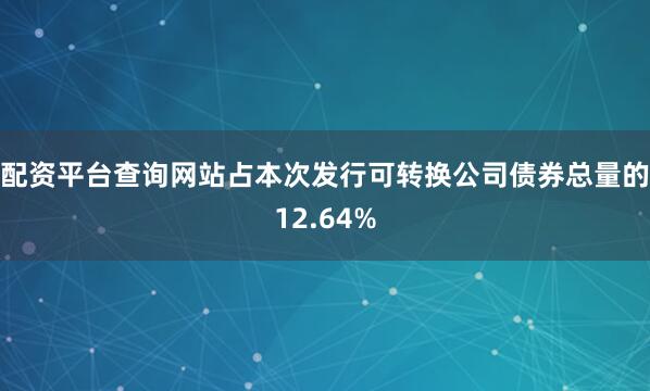 配资平台查询网站占本次发行可转换公司债券总量的12.64%